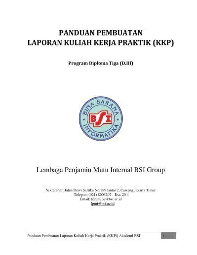 PANDUAN PEMBUATAN LAPORAN KULIAH KERJA PRAKTIK (KKP)