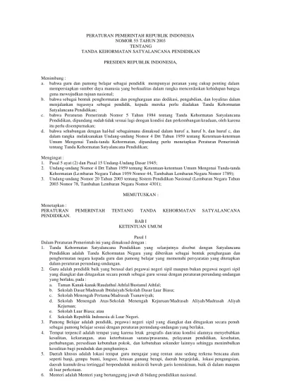 PERATURAN PEMERINTAH REPUBLIK INDONESIA NOMOR 55 TAHUN 2003 TENTANG ...