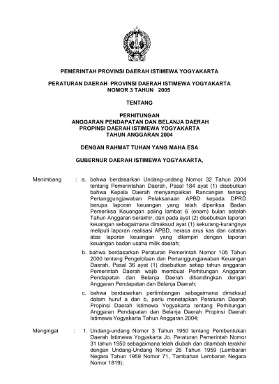 PEMERINTAH PROVINSI DAERAH ISTIMEWA YOGYAKARTA PERATURAN DAERAH ...