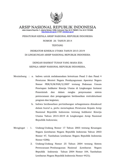 -3- PERATURAN KEPALA ARSIP NASIONAL REPUBLIK INDONESIA NOMOR 26 TAHUN ...