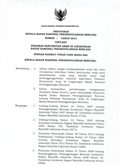 BADAN NASIONAL PENANGGULANGAN BENCANA