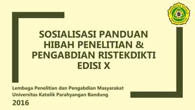 SOSIALISASI PANDUAN HIBAH PENELITIAN & PENGABDIAN RISTEKDIKTI EDISI X