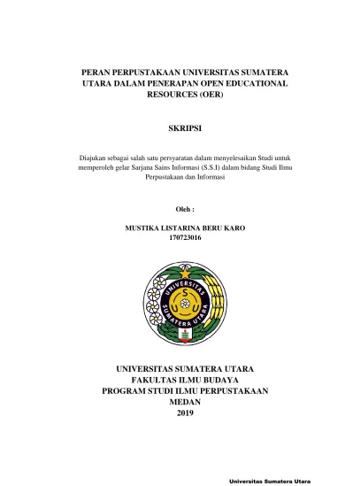 PERAN PERPUSTAKAAN UNIVERSITAS SUMATERA UTARA DALAM PENERAPAN OPEN ...