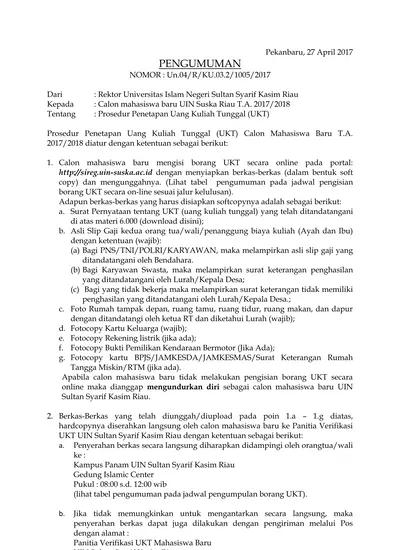 Prosedur Penetapan Uang Kuliah Tunggal (UKT) Calon Mahasiswa Baru T.A ...