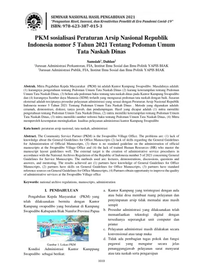 PKM Sosialisasi Peraturan Arsip Nasional Republik Indonesia Nomor 5 ...