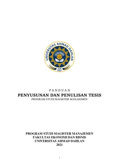 Penyusunan Dan Penulisan Tesis