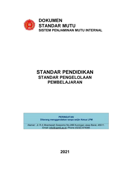 STANDAR PENDIDIKAN STANDAR PENGELOLAAN PEMBELAJARAN