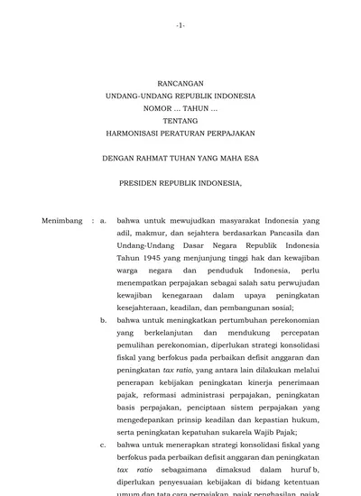 RANCANGAN UNDANG-UNDANG REPUBLIK INDONESIA NOMOR... TAHUN... TENTANG ...