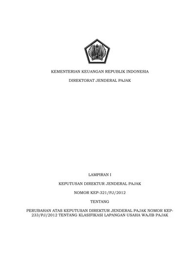 KEMENTERIAN KEUANGAN REPUBLIK INDONESIA DIREKTORAT JENDERAL PAJAK