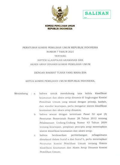 2 Memutuskan Menetapkan Peraturan Komisi Pemilihan Umum Tentang