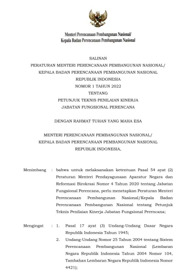 DENGAN RAHMAT TUHAN YANG MAHA ESA MENTERI PERENCANAAN PEMBANGUNAN ...