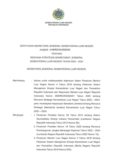 LAMPIRAN KEPUTUSAN SEKRETARIS JENDERAL KEMENTERIAN LUAR NEGERI NOMOR 41 ...