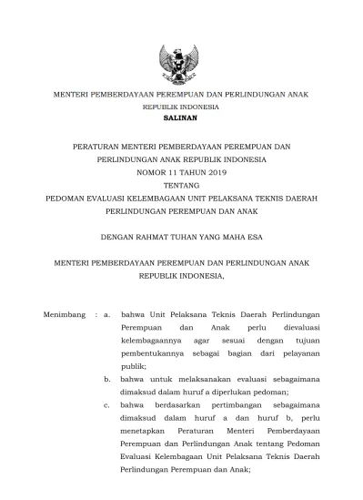 DENGAN RAHMAT TUHAN YANG MAHA ESA MENTERI PEMBERDAYAAN PEREMPUAN DAN ...