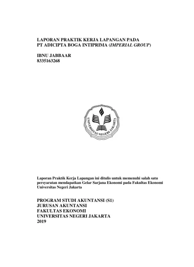 LAPORAN PRAKTIK KERJA LAPANGAN PADA PT ADICIPTA BOGA INTIPRIMA ...