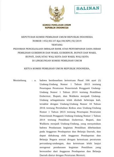 KETUA KOMISI PEMILIHAN UMUM REPUBLIK INDONESIA,