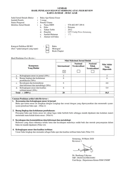 LEMBAR HASIL PENILAIAN SEJAWAT SEBIDANG ATAU PEER REVIEW KARYA ILMIAH ...