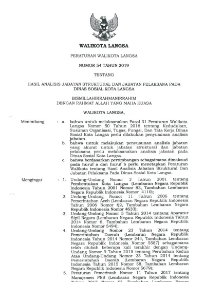 LAMPIRAN: PERATURAN WALIKOTA LANGSA NOMOR 54 TAHUN 2019 TENTANG HASIL ...