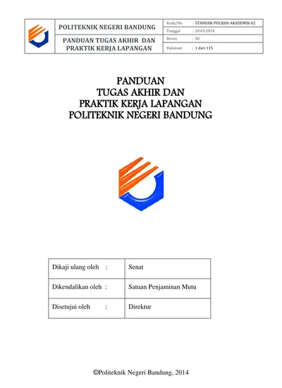 PANDUAN TUGAS AKHIR DAN PRAKTIK KERJA LAPANGAN POLITEKNIK NEGERI BANDUNG