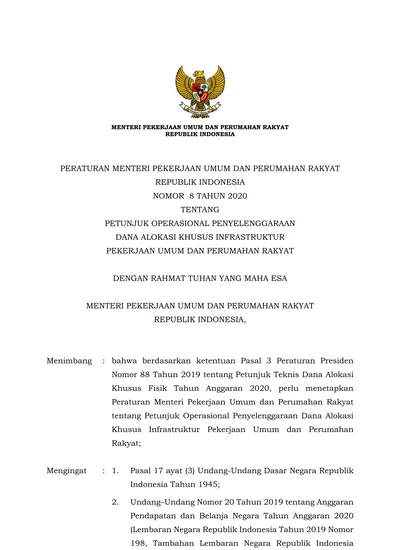 MENTERI PEKERJAAN UMUM DAN PERUMAHAN RAKYAT REPUBLIK INDONESIA