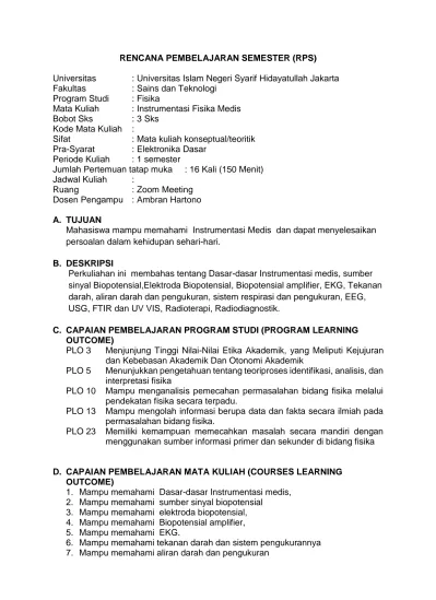 RENCANA PEMBELAJARAN SEMESTER (RPS)