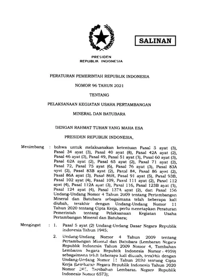 SALINAN. 1. Pasal 5 Ayat (2) Undarrg-undang Dasar Negara Republik ...