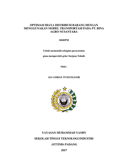 OPTIMASI BIAYA DISTRIBUSI BARANG DENGAN MENGGUNAKAN MODEL TRANSPORTASI ...