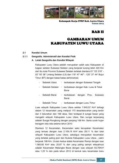 BAB II GAMBARAN UMUM KABUPATEN LUWU UTARA. Kelompok Kerja PPSP Kab ...