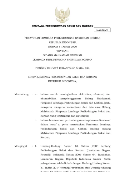 LEMBAGA PERLINDUNGAN SAKSI DAN KORBAN