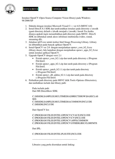 Instalasi OpenCV (Open Source Computer Vision Library) Pada Windows 98 ...