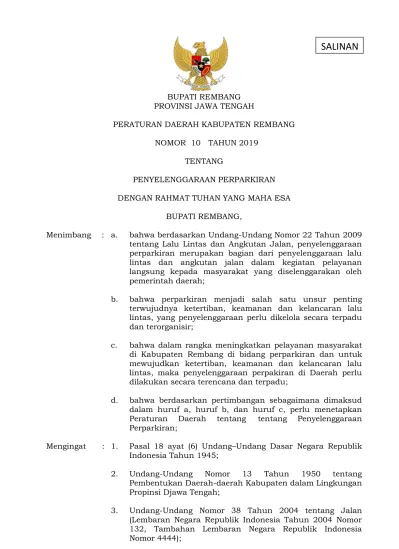 BUPATI REMBANG PROVINSI JAWA TENGAH PERATURAN DAERAH KABUPATEN REMBANG ...