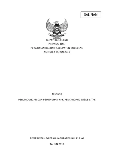 BUPATI BULELENG PROVINSI BALI PERATURAN DAERAH KABUPATEN BULELENG NOMOR ...