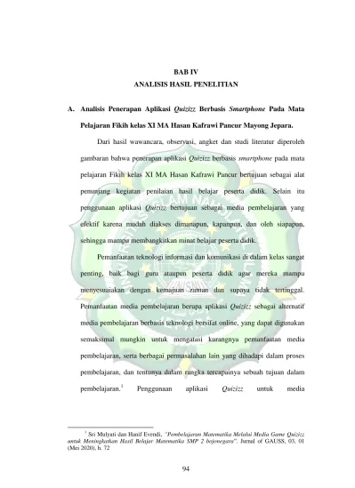 BAB IV ANALISIS HASIL PENELITIAN. A. Analisis Penerapan Aplikasi ...