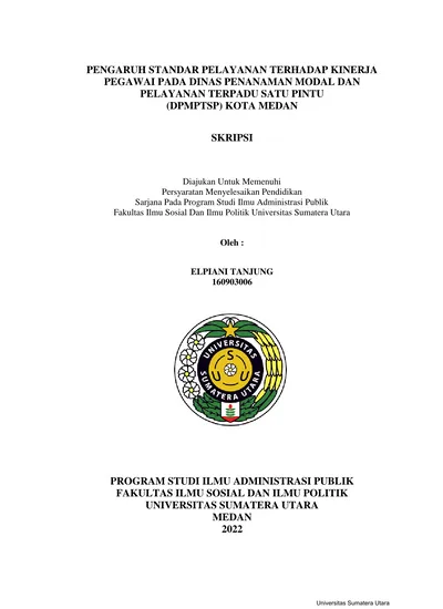 PENGARUH STANDAR PELAYANAN TERHADAP KINERJA PEGAWAI PADA DINAS ...