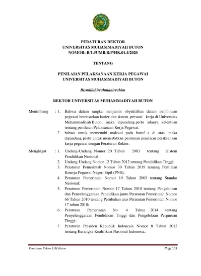 PERATURAN REKTOR UNIVERSITAS MUHAMMADIYAH BUTON NOMOR: B/1.l/UMB.R/P/HK ...