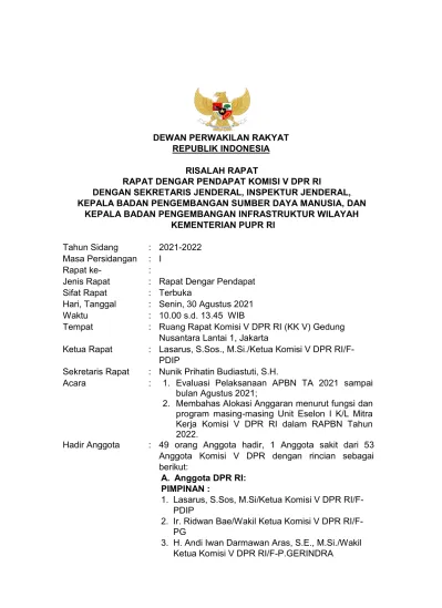 DEWAN PERWAKILAN RAKYAT REPUBLIK INDONESIA