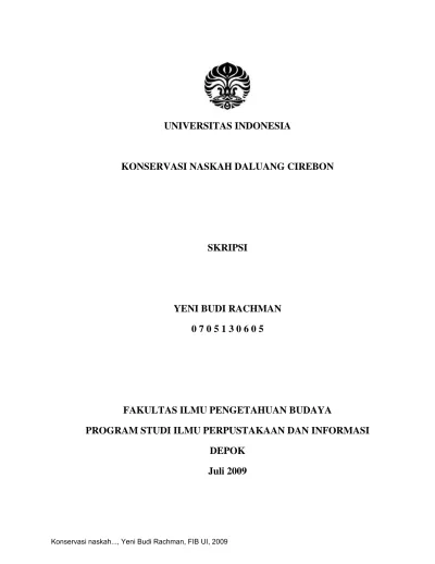 Universitas Indonesia Konservasi Naskah Daluang Cirebon Skripsi Yeni