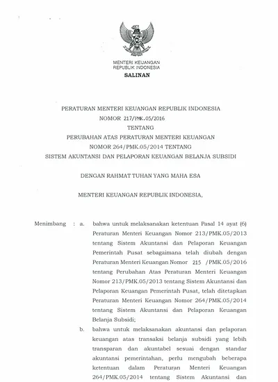 MENTERIKEUANGAN REPUBLIK INDONESIA SALINAN PERATURAN MENTER! KEUANGAN ...