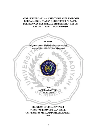 ANALISIS PERLAKUAN AKUNTANSI ASET BIOLOGIS BERDASARKAN PSAK 69 ...