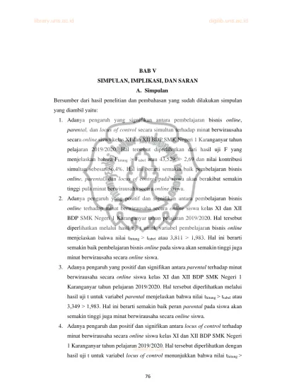 BAB V SIMPULAN, IMPLIKASI, DAN SARAN A. Simpulan Bersumber Dari Hasil ...
