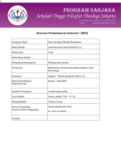 Rencana Pembelajaran Semester (RPS)