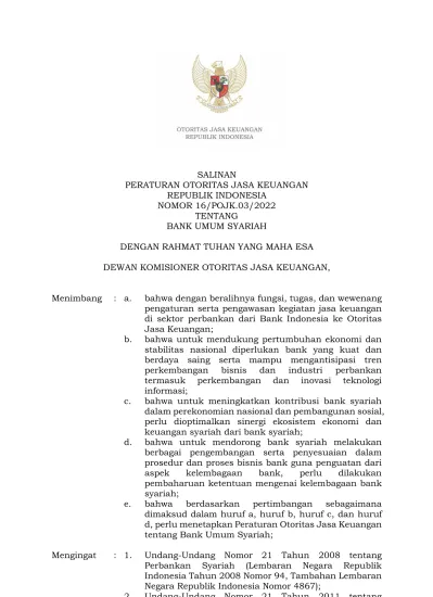 SALINAN PERATURAN OTORITAS JASA KEUANGAN REPUBLIK INDONESIA NOMOR 16 ...