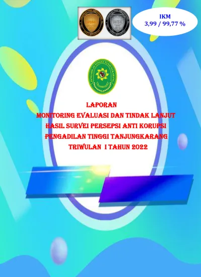 LAPORAN Monitoring EVALUASI DAN TINDAK LANJUT HASIL SURVEI PERSEPSI ...