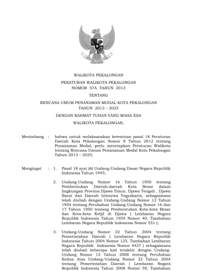 Mengingat : 1. Pasal 18 Ayat (6) Undang-Undang Dasar Negara Republik ...