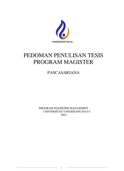 PEDOMAN PENULISAN TESIS PROGRAM MAGISTER