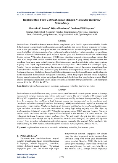 Implementasi Fault Tolerant System dengan N-modular Hardware Redundancy