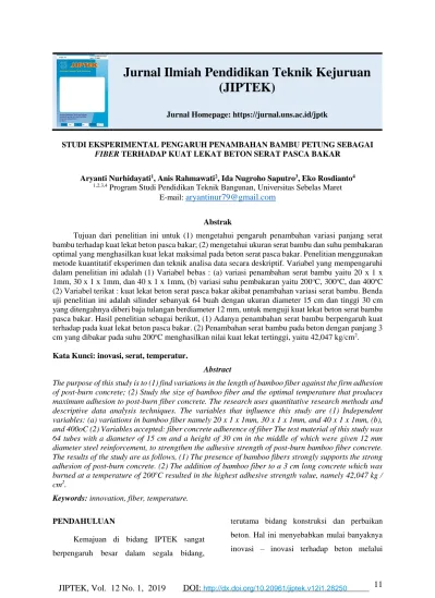 Jurnal Ilmiah Pendidikan Teknik Kejuruan (JIPTEK)