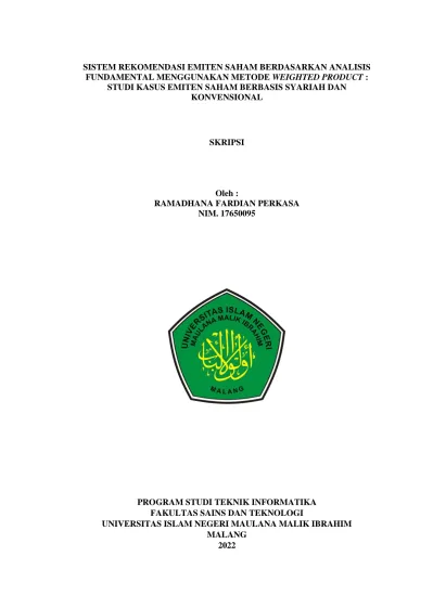 Sistem Rekomendasi Emiten Saham Berdasarkan Analisis Fundamental ...