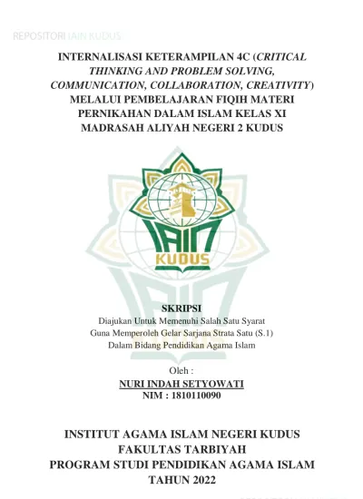 INSTITUT AGAMA ISLAM NEGERI KUDUS FAKULTAS TARBIYAH PROGRAM STUDI ...