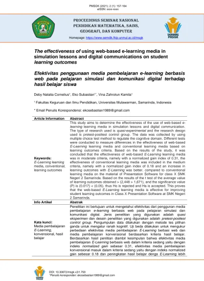 View Of Efektivitas Penggunaan Media Pembelajaran E Learning Berbasis Web Pada Pelajaran 4429