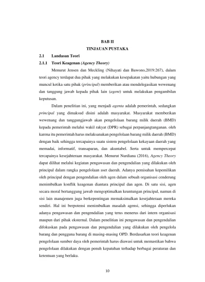 BAB II TINJAUAN PUSTAKA 2.1 Landasan Teori 2.1.1 Teori Keagenan